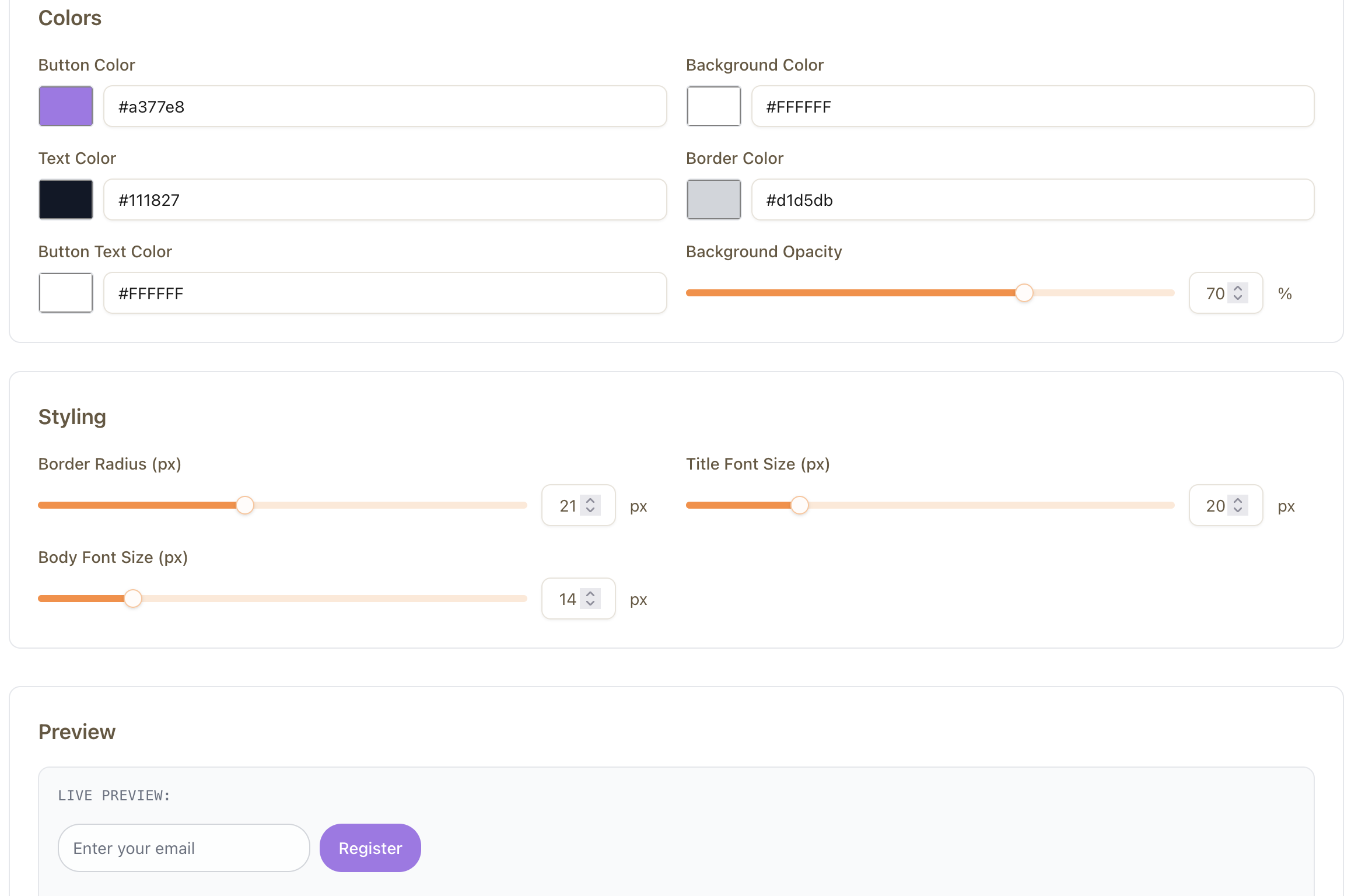 FreeWaitlists Widget Editor